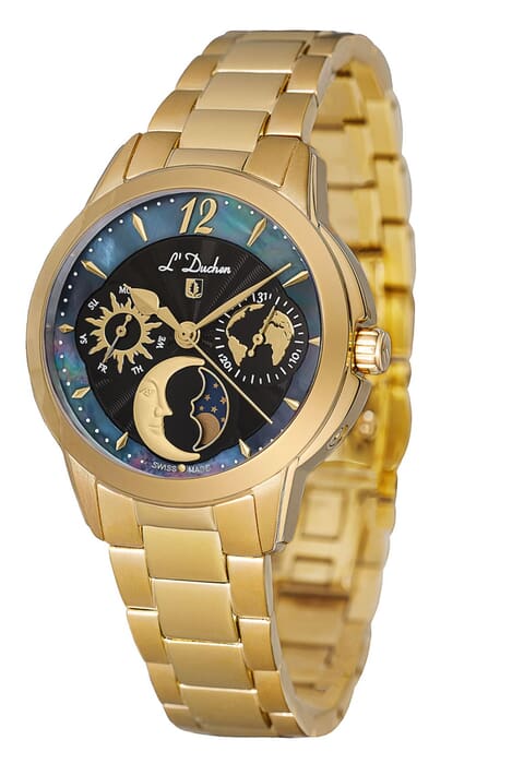 Женские часы L`Duchen Petit Celeste D 857.20.31, механизм кварцевый, циферблат черный, браслет нержавеющая сталь — Изображение 2